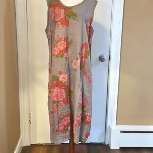 Vintage Linen Lagenlook, Casual Coastal Maxi Dress Medium